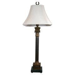 Vintage Neoclassical Style Brass & Marble Corinthian Column Table Lamp
