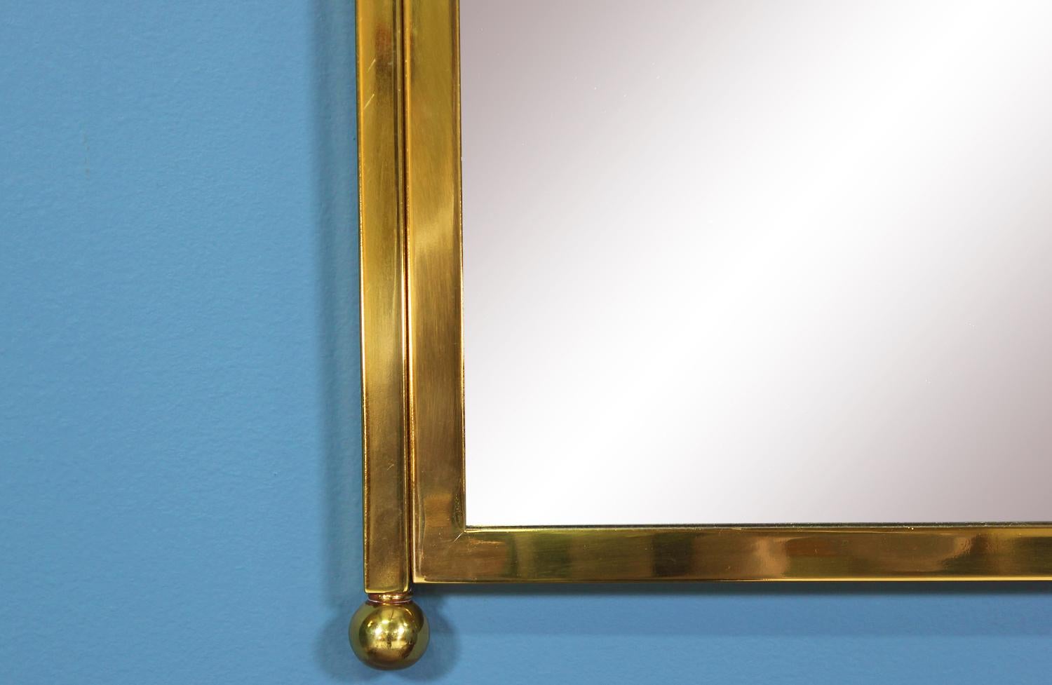 Mid-Century Modern Vintage Neoclassical Style Brass Mirror by Baker