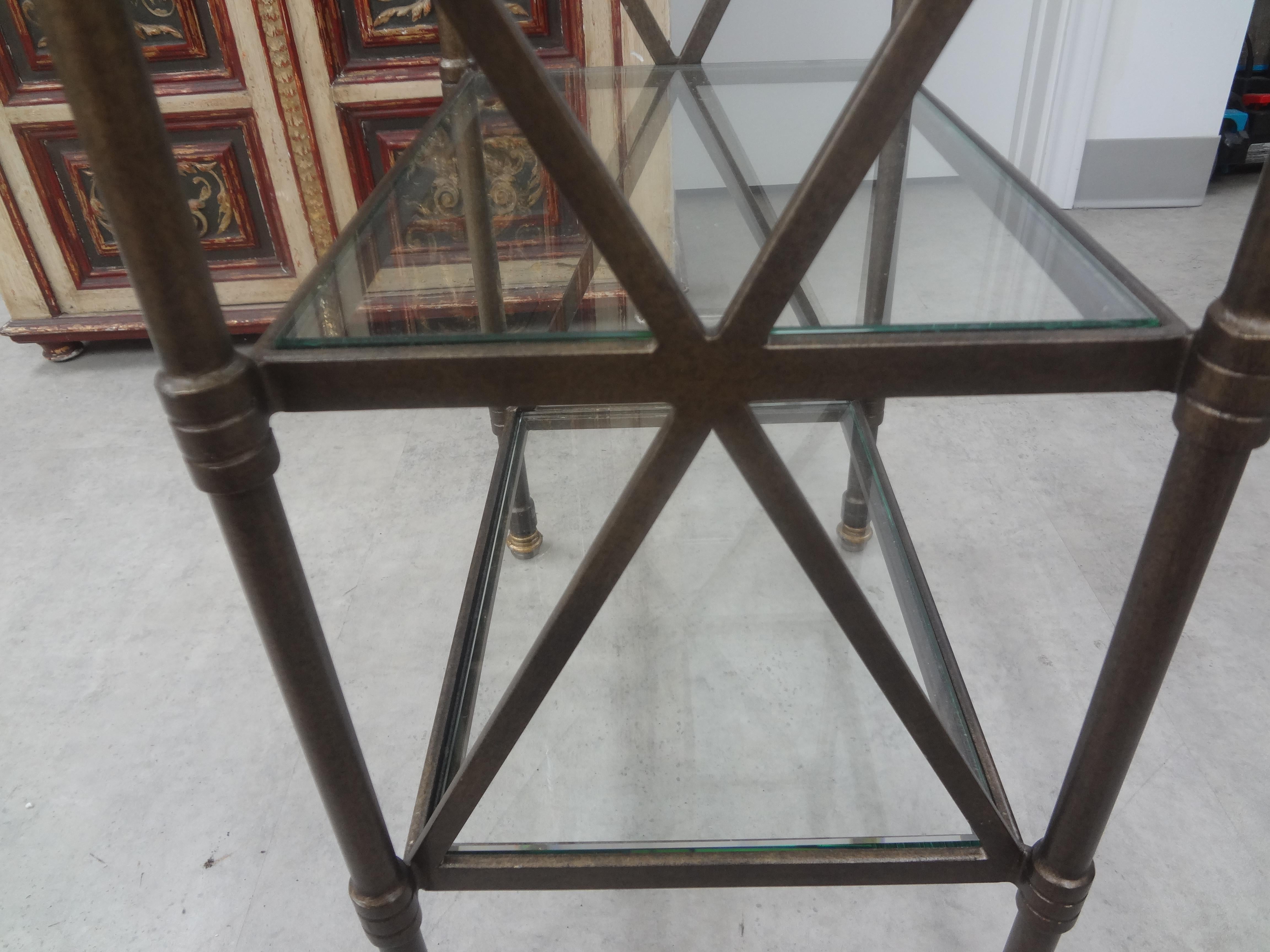 Late 20th Century Vintage French Neoclassical Style Bronzed Iron Table For Sale