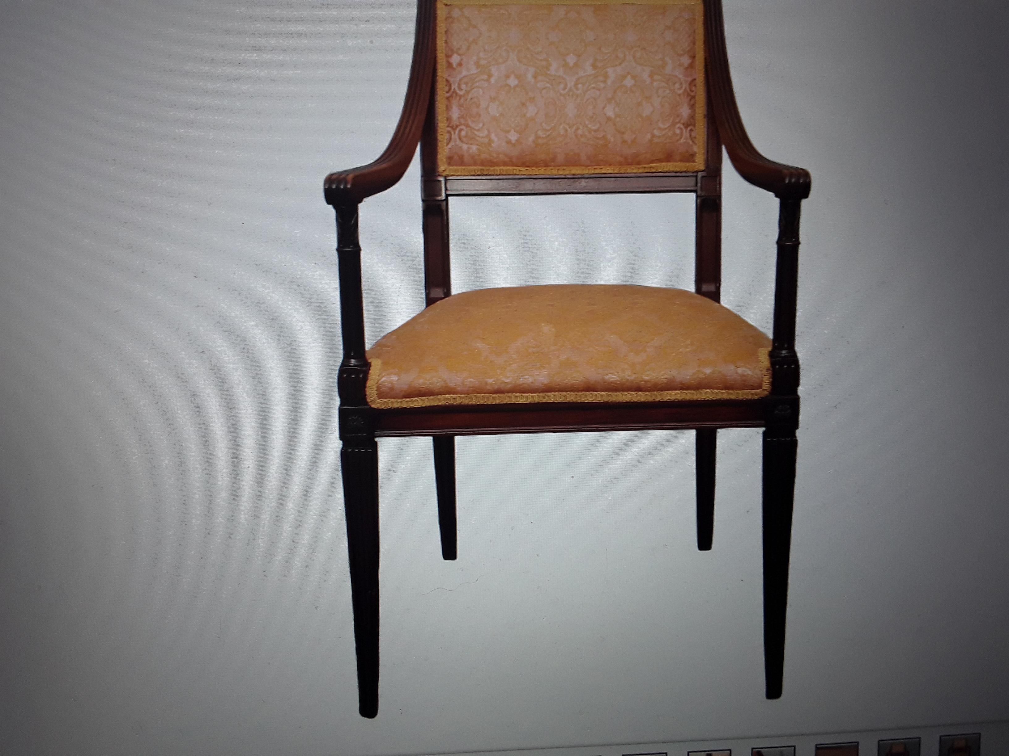 Vintage Neoklassischen Stil geschnitzt Wood Side Chair / Rosa Gelb / Gold Textil im Angebot 8