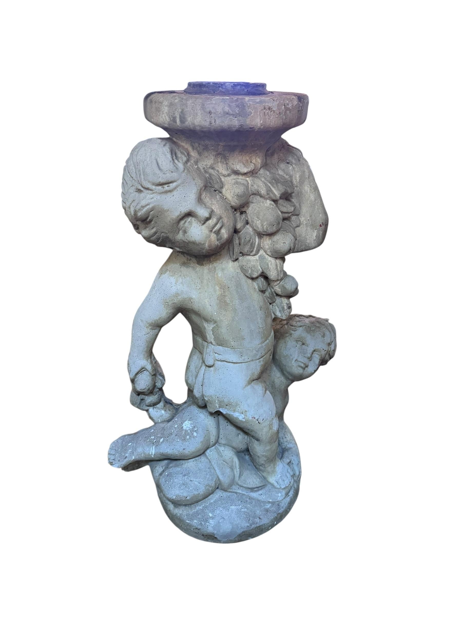 Stone Vintage Neoclassical Style Cherub/Putti Garden Sculpture For Sale