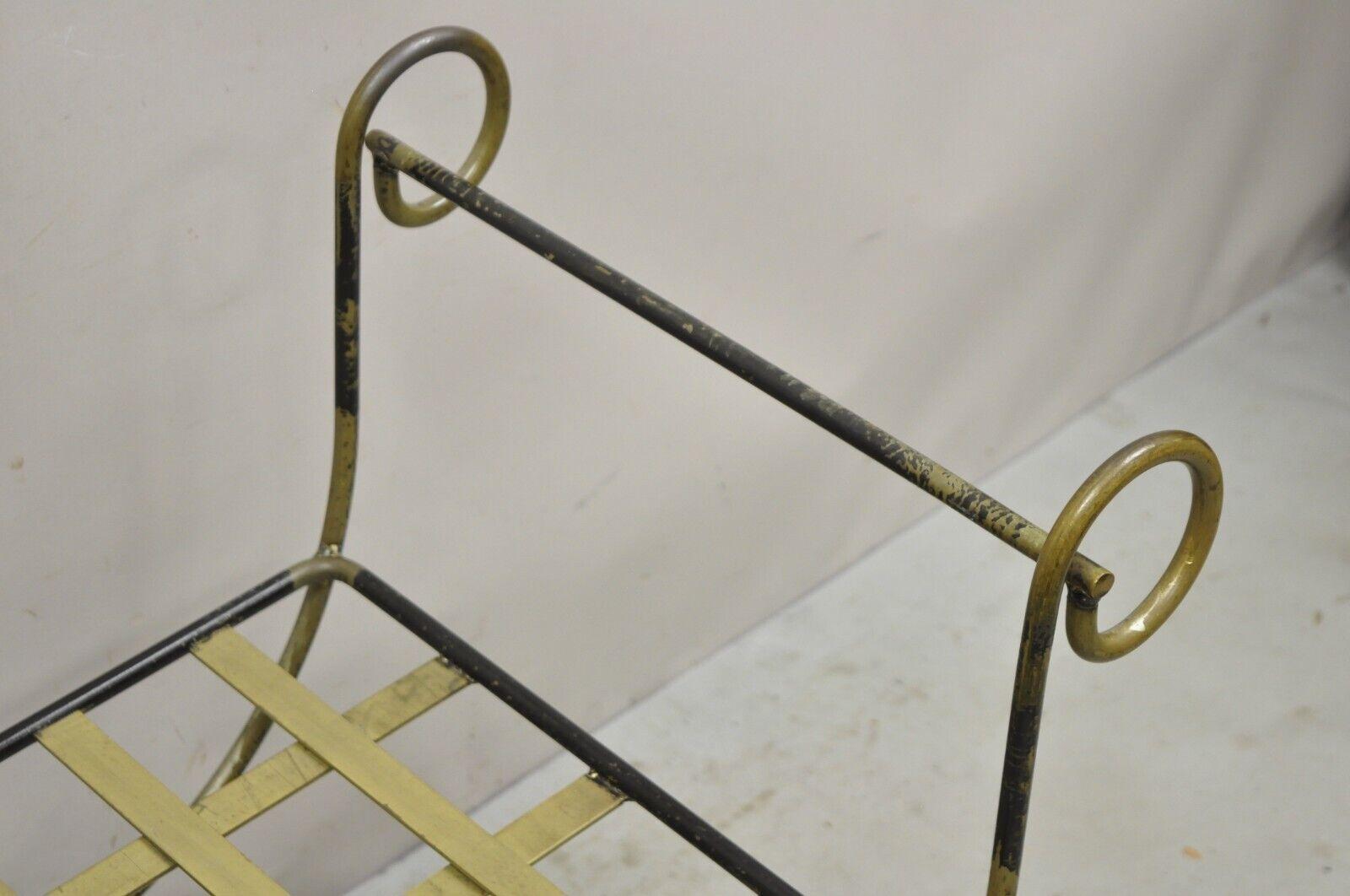 Vintage Neoclassical Style Curule Savonarola Wrought Iron Bench For Sale 4