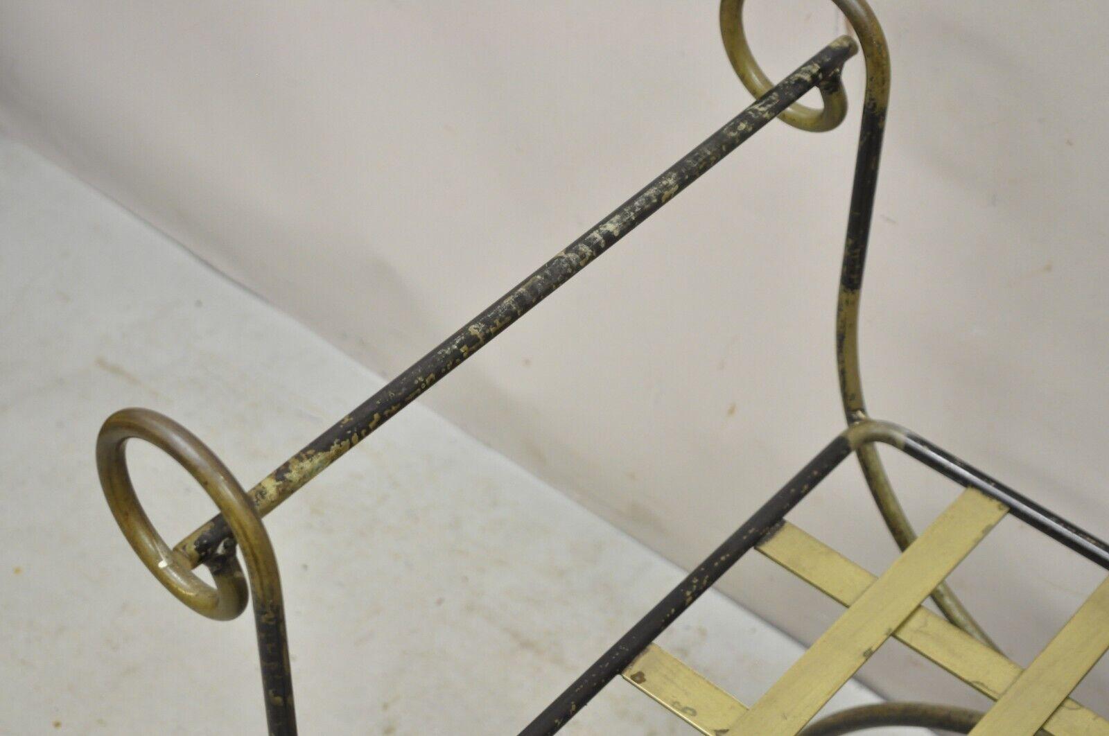 Vintage Neoclassical Style Curule Savonarola Wrought Iron Bench For Sale 5