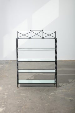 Vintage Neoclassical Style Etagere with Antiqued Mirror Shelves