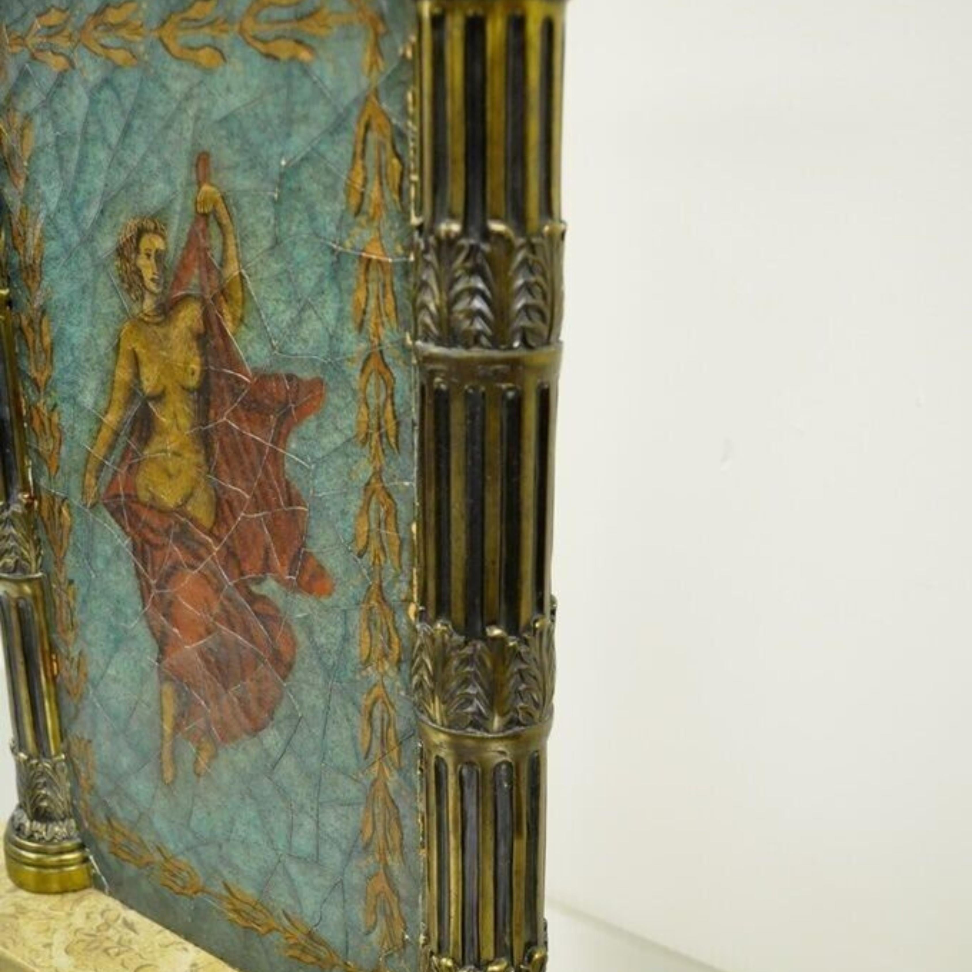 Lampe de table vintage de style néoclassique peinte d'une femme nue peinte en bronze en vente 5
