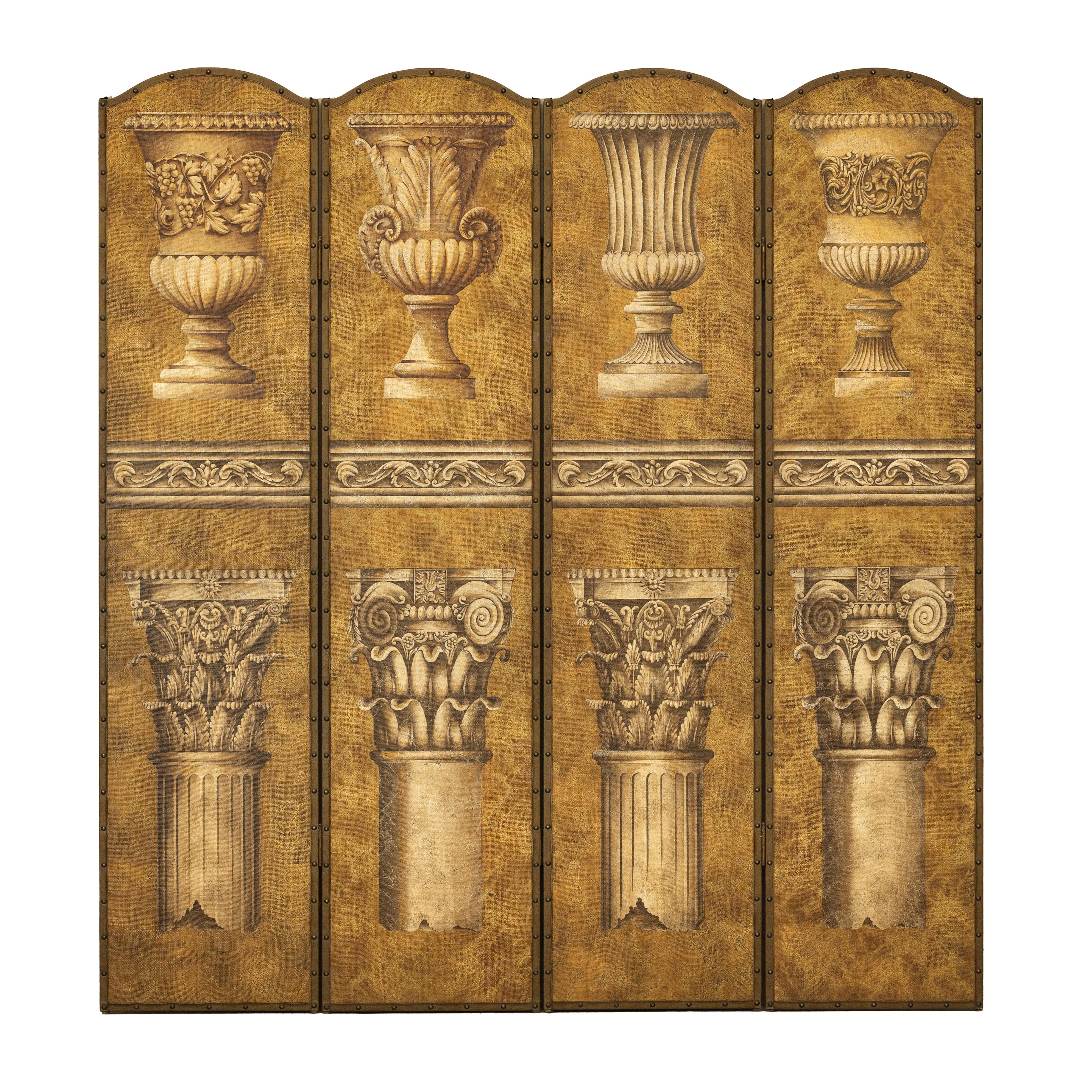 Divisorio a schermo pieghevole in stile neoclassico con motivi architettonici in vendita 9