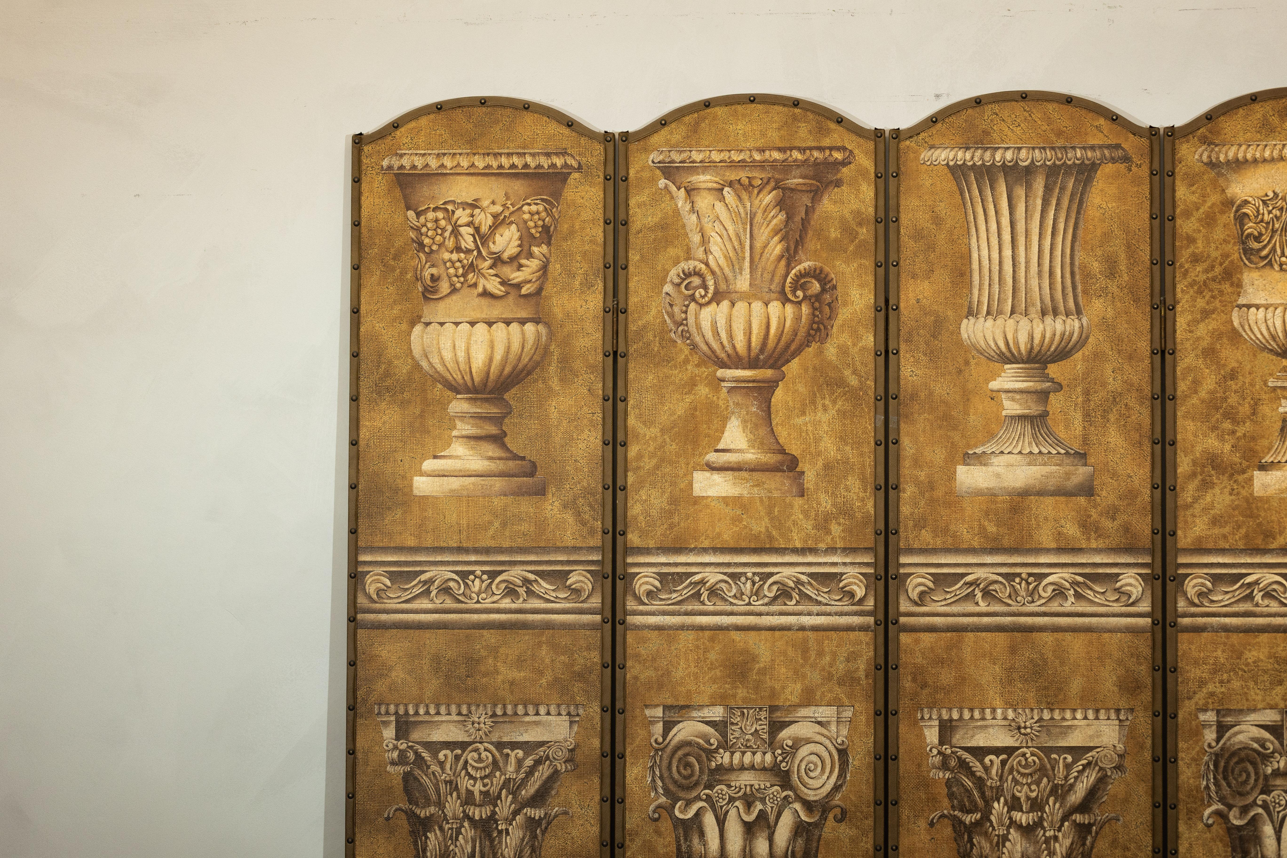 Neoclassico Divisorio a schermo pieghevole in stile neoclassico con motivi architettonici in vendita