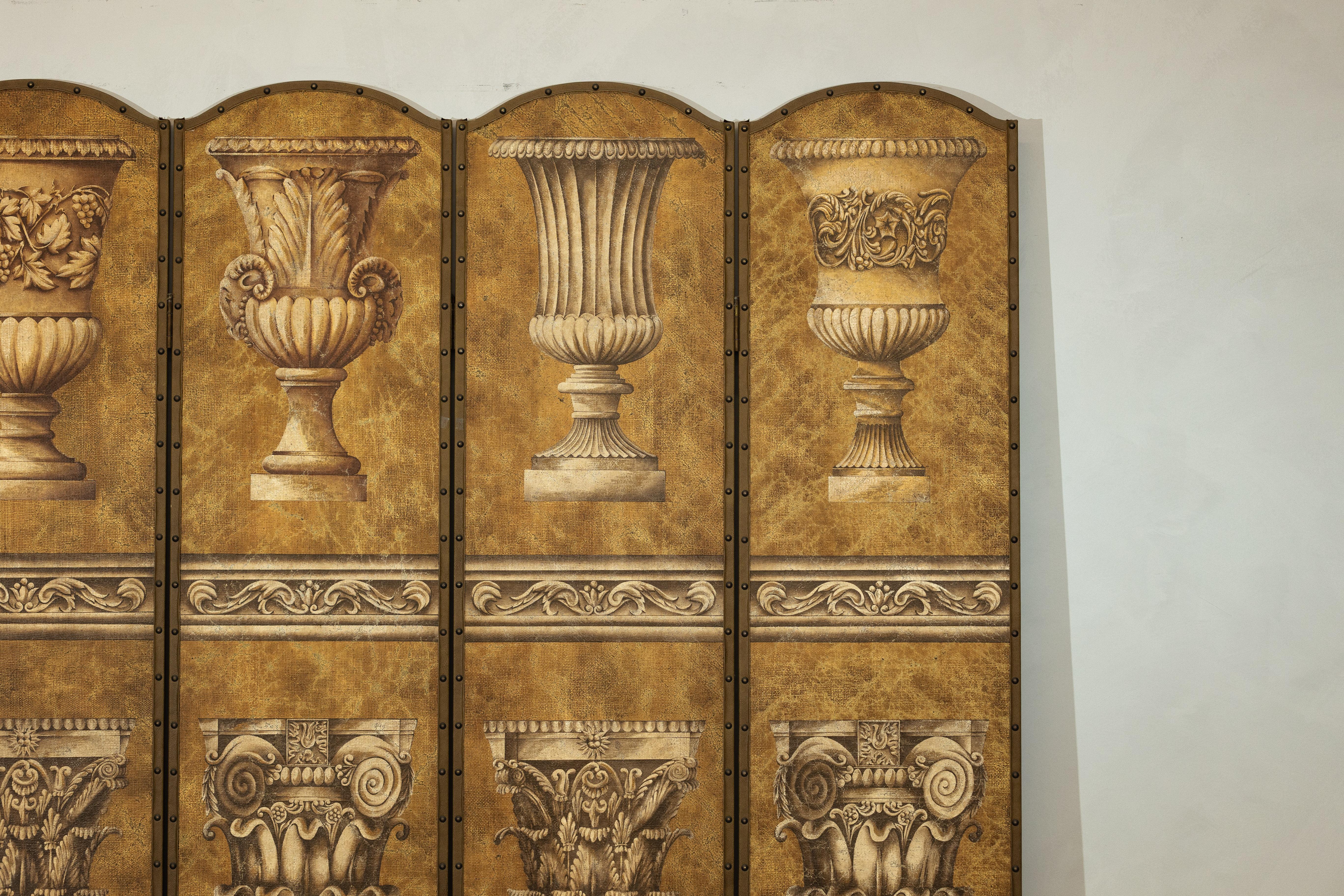 Cinese Divisorio a schermo pieghevole in stile neoclassico con motivi architettonici in vendita