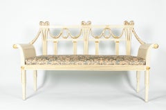 Vintage Neoclassical Style French Wood Settee / Bench