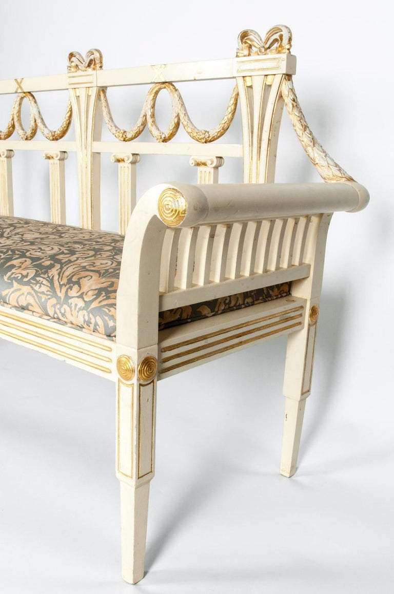 Vintage Neoclassical Style French Wood Settee / Bench at 1stDibs