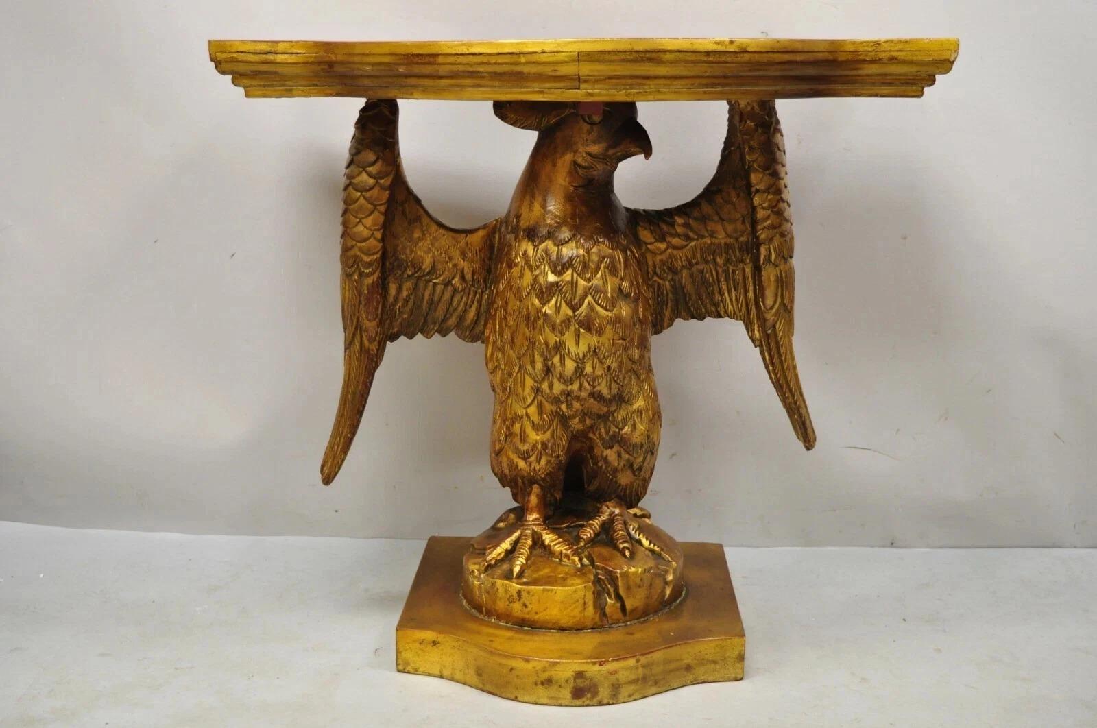 Vintage Neoklassischen Stil Gold geschnitzt Holz American Eagle Konsole Hall Tisch im Angebot 7