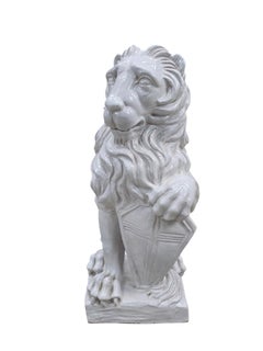 Vintage Neoclassical Style Heraldic Lion Sculptures with Sphere & Shield – Pair