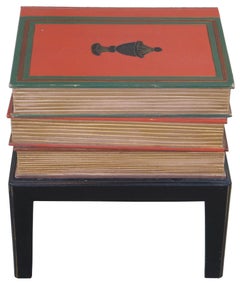 Vintage Neoclassical Style Modern Stacked Book Side End Accent Table Designer