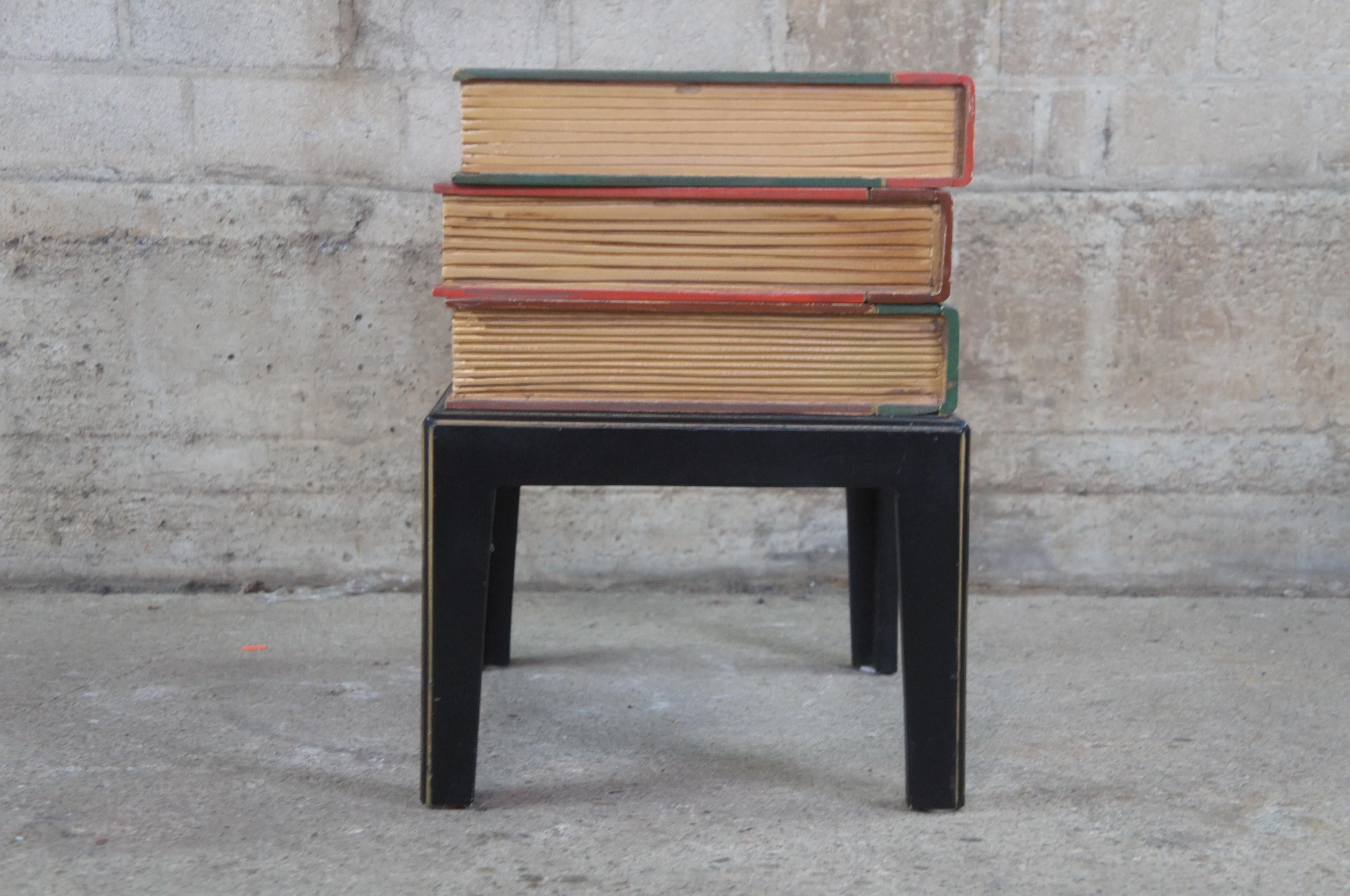 20th Century Vintage Neoclassical Style Modern Stacked Book Side End Accent Table Designer