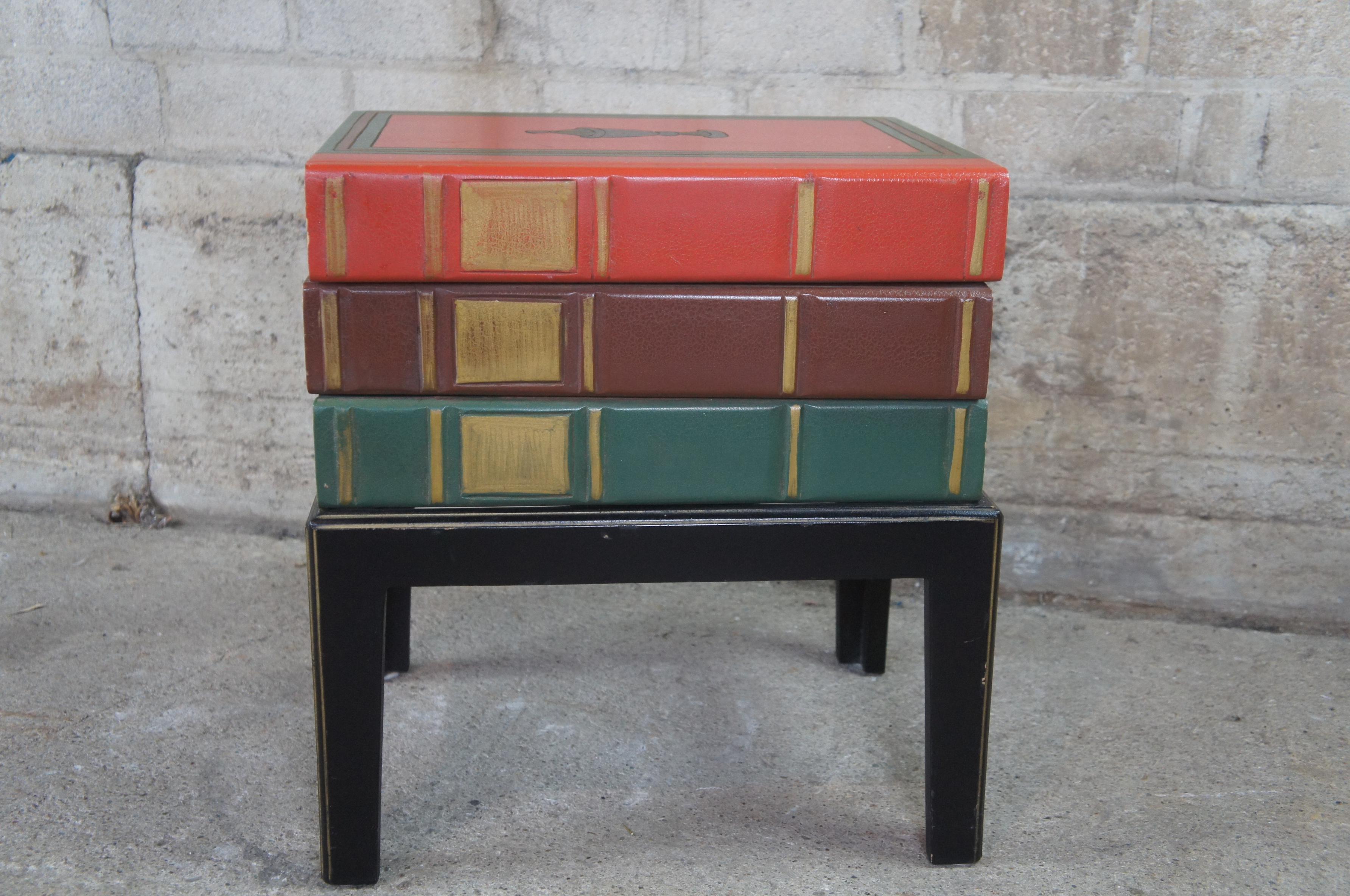 Vintage Neoclassical Style Modern Stacked Book Side End Accent Table Designer For Sale 2