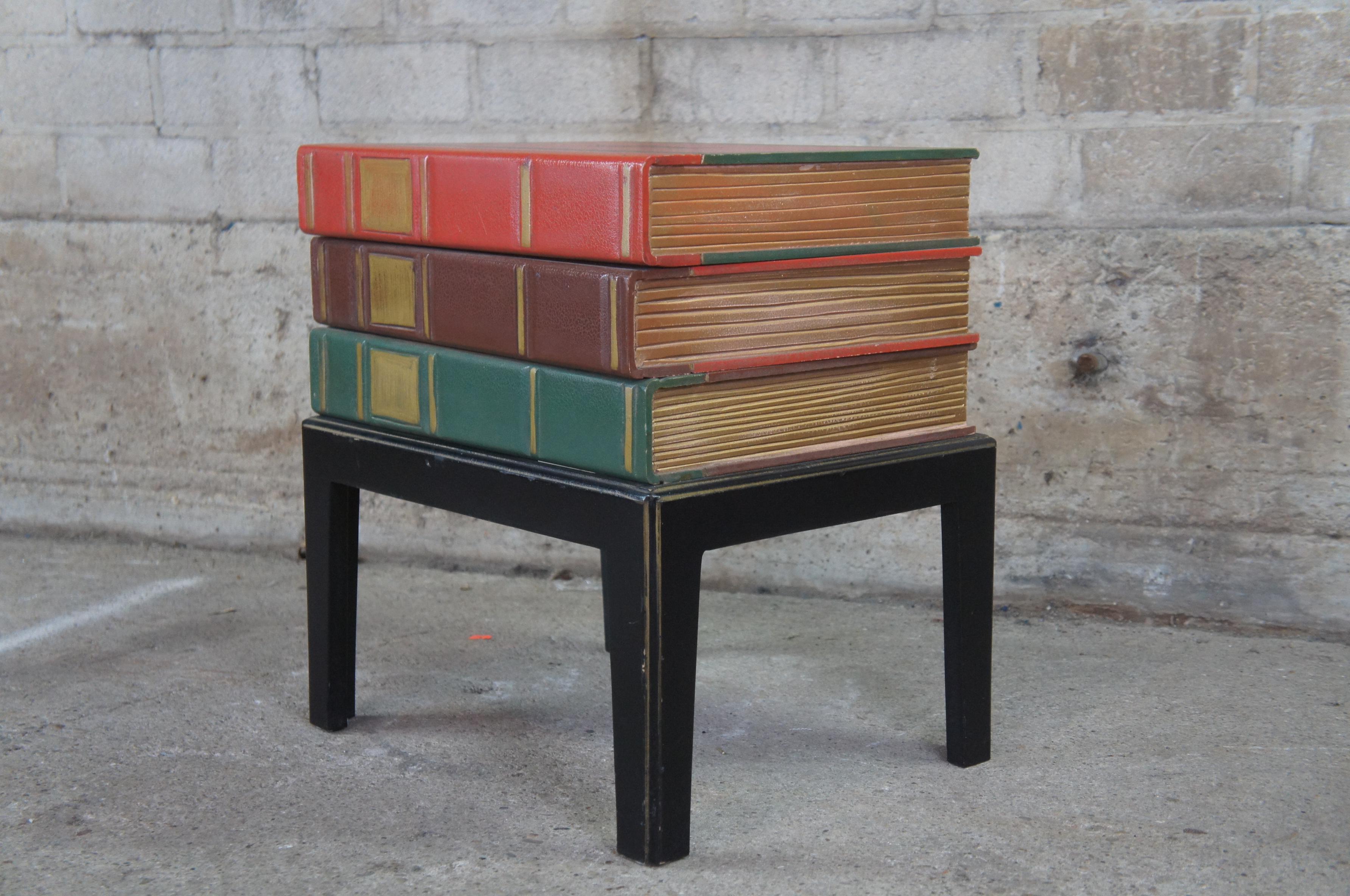 Vintage Neoclassical Style Modern Stacked Book Side End Accent Table Designer For Sale 3