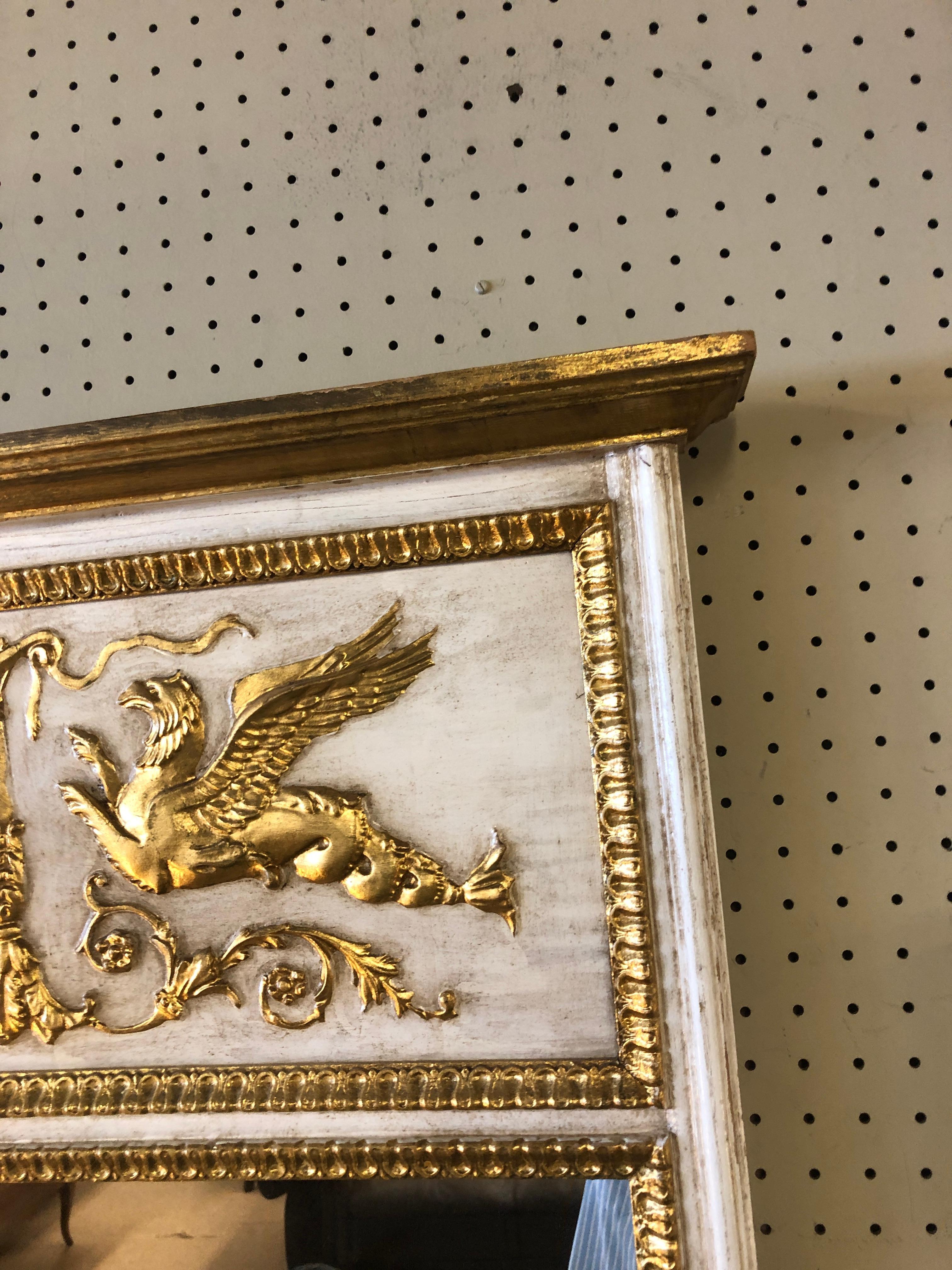 Specchio Vintage La Barge, specchio dipinto e dorato in stile neoclassico in vendita