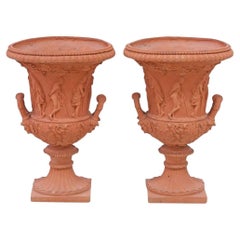 Vintage Neoclassical Style Terracotta Medici Campana Urns