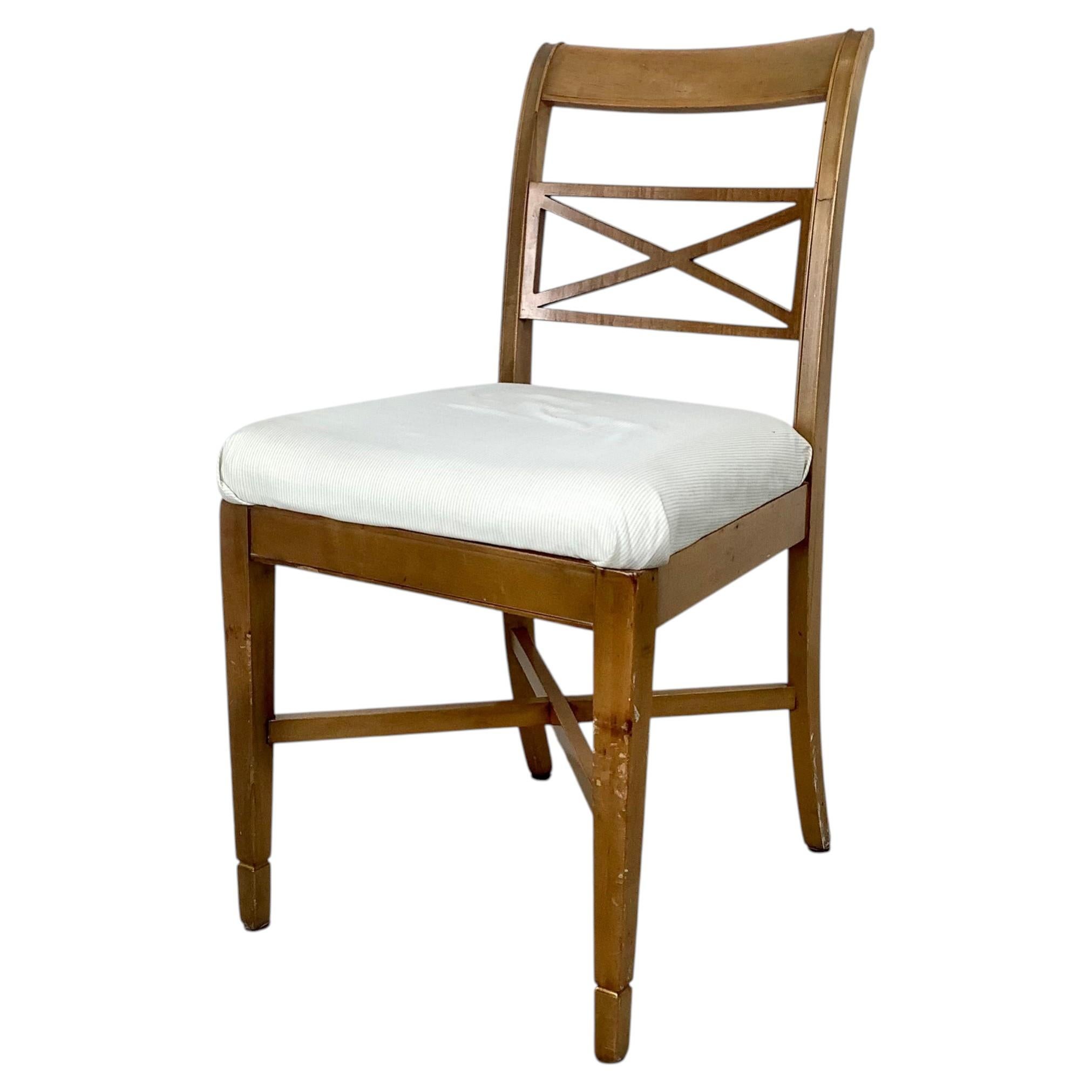 Vintage Neoclassical Style X-Back Side Chair For Sale