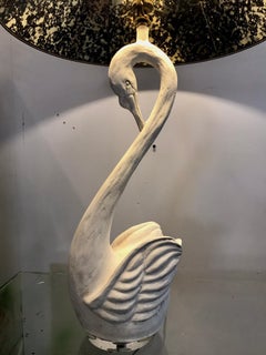 Vintage Neoclassical Swan Form Table Lamp in Plaster