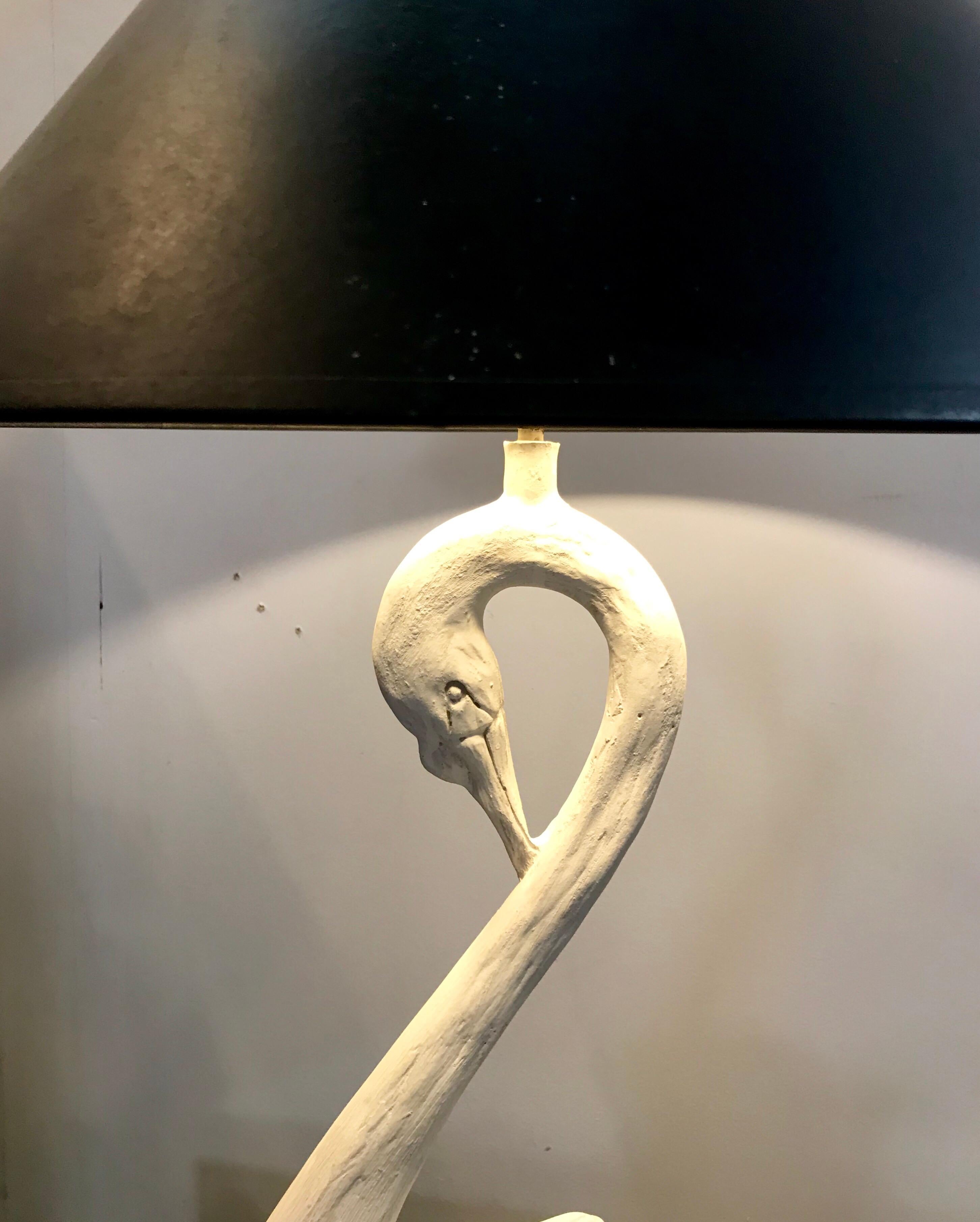 20th Century Vintage Neoclassical Swan Form Table Lamp in Plaster For Sale