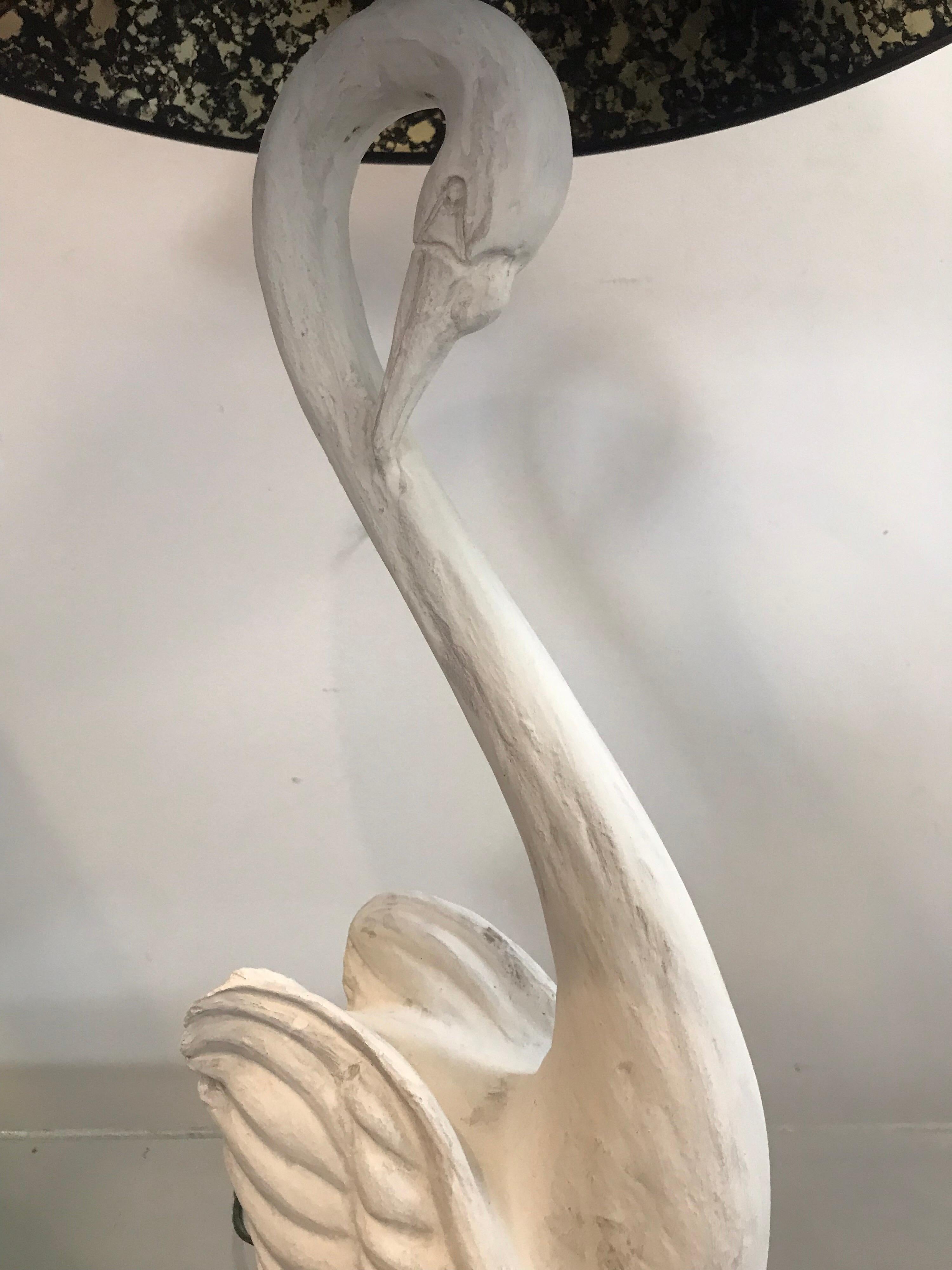Vintage Neoclassical Swan Form Table Lamp in Plaster For Sale 2