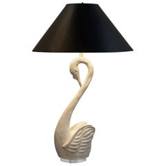 Vintage Neoclassical Swan Form Table Lamp in Plaster