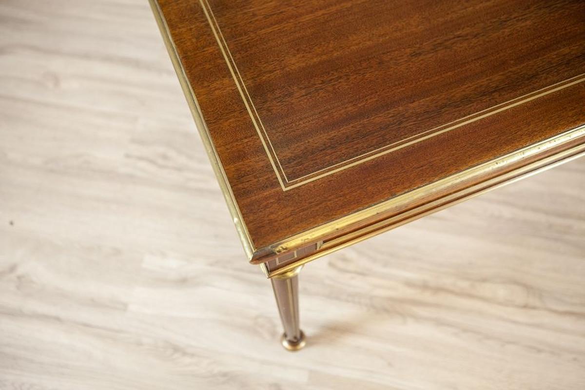 Vintage Neoclassical Writing Desk Inlaid With Brass, 1950s 7