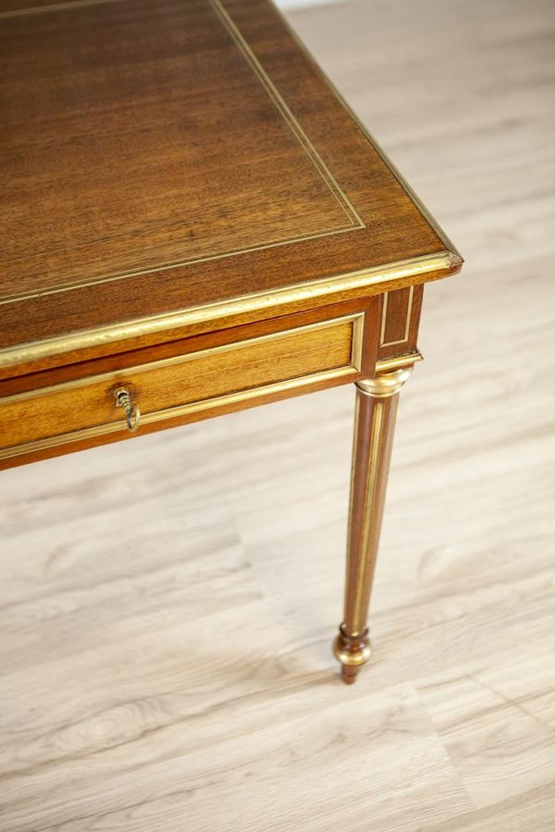 Vintage Neoclassical Writing Desk Inlaid With Brass, 1950s 10