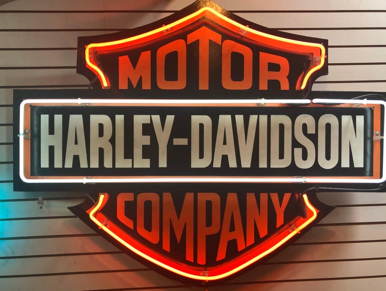 Vintage Neon Harley Davidson Motor, Harley Davidson Neon Table Lamp