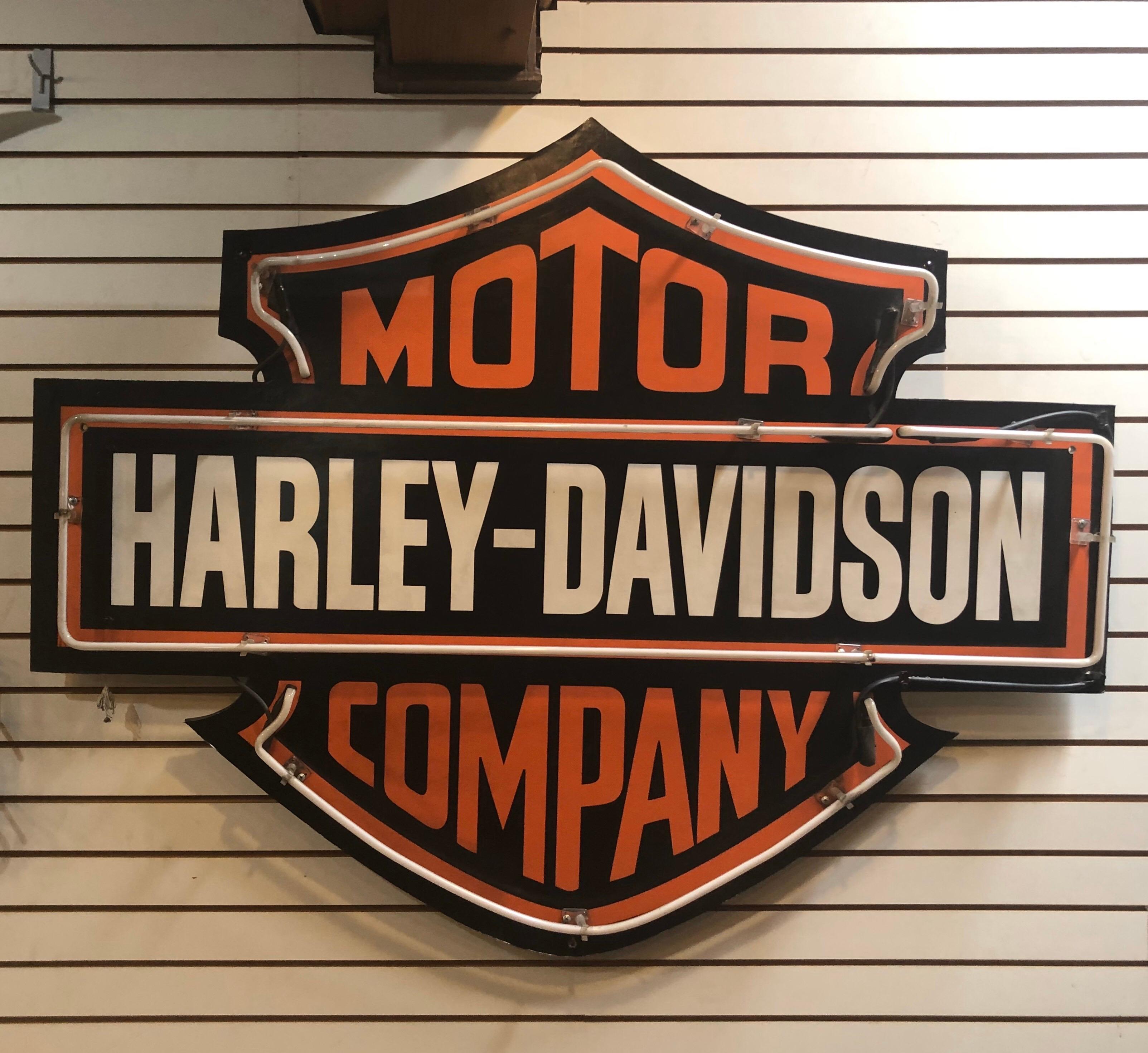 American Vintage Neon Harley Davidson Motor Company Dealership Sign Motorcycle