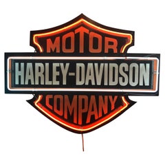 Vintage Neon Harley Davidson Motor Company Dealership Sign Motorcycle