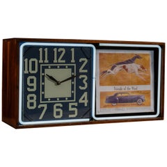 Orologio pubblicitario rotante al neon d'epoca di Electric Ad Clock