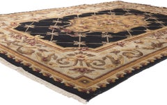 Vintage Nepalese Savonnerie Tibetan Rug with Aubusson Design