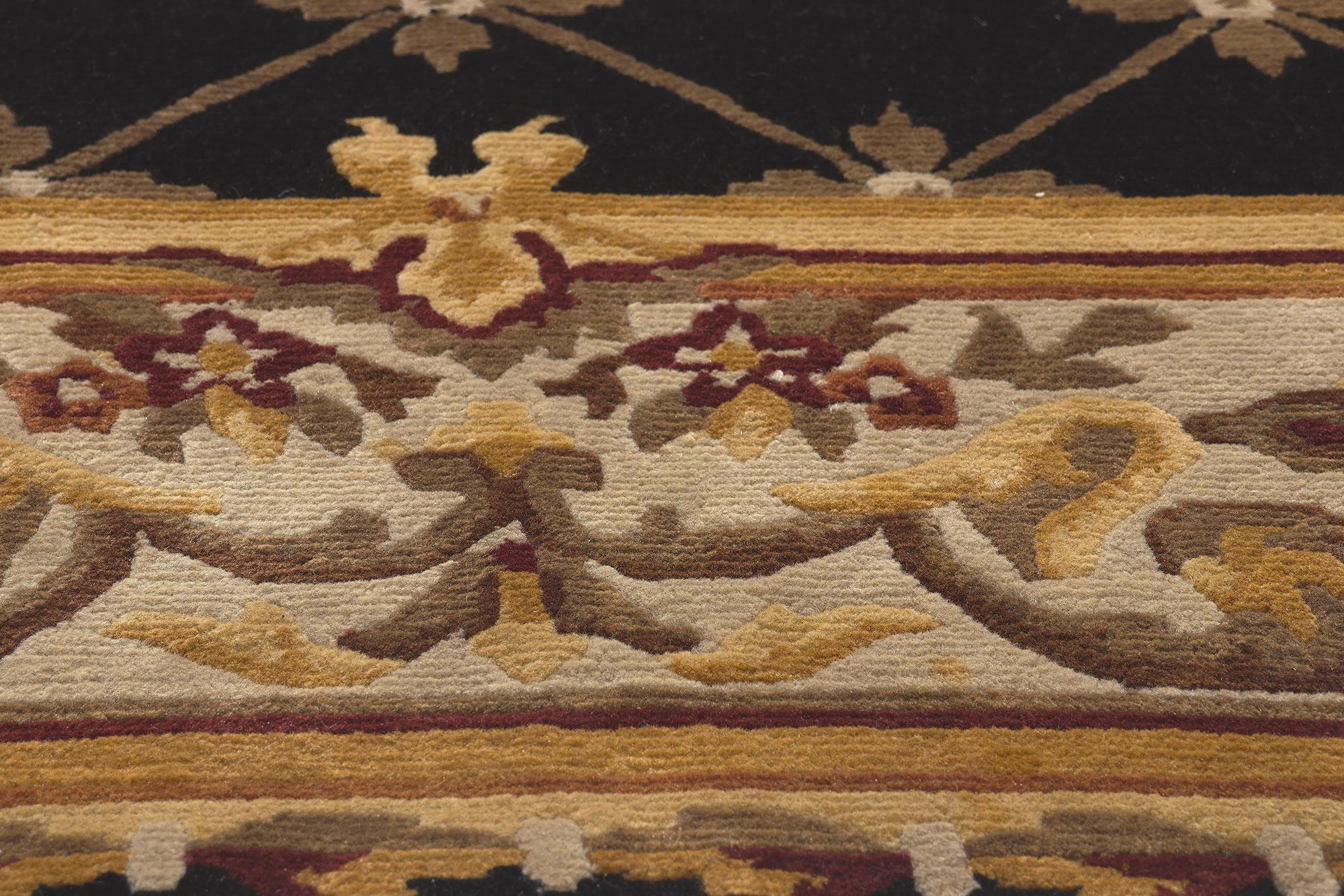 Nepalesischer Savonnerie Tibetischer Teppich im Vintage-Stil mit Aubusson-Design (20. Jahrhundert) im Angebot
