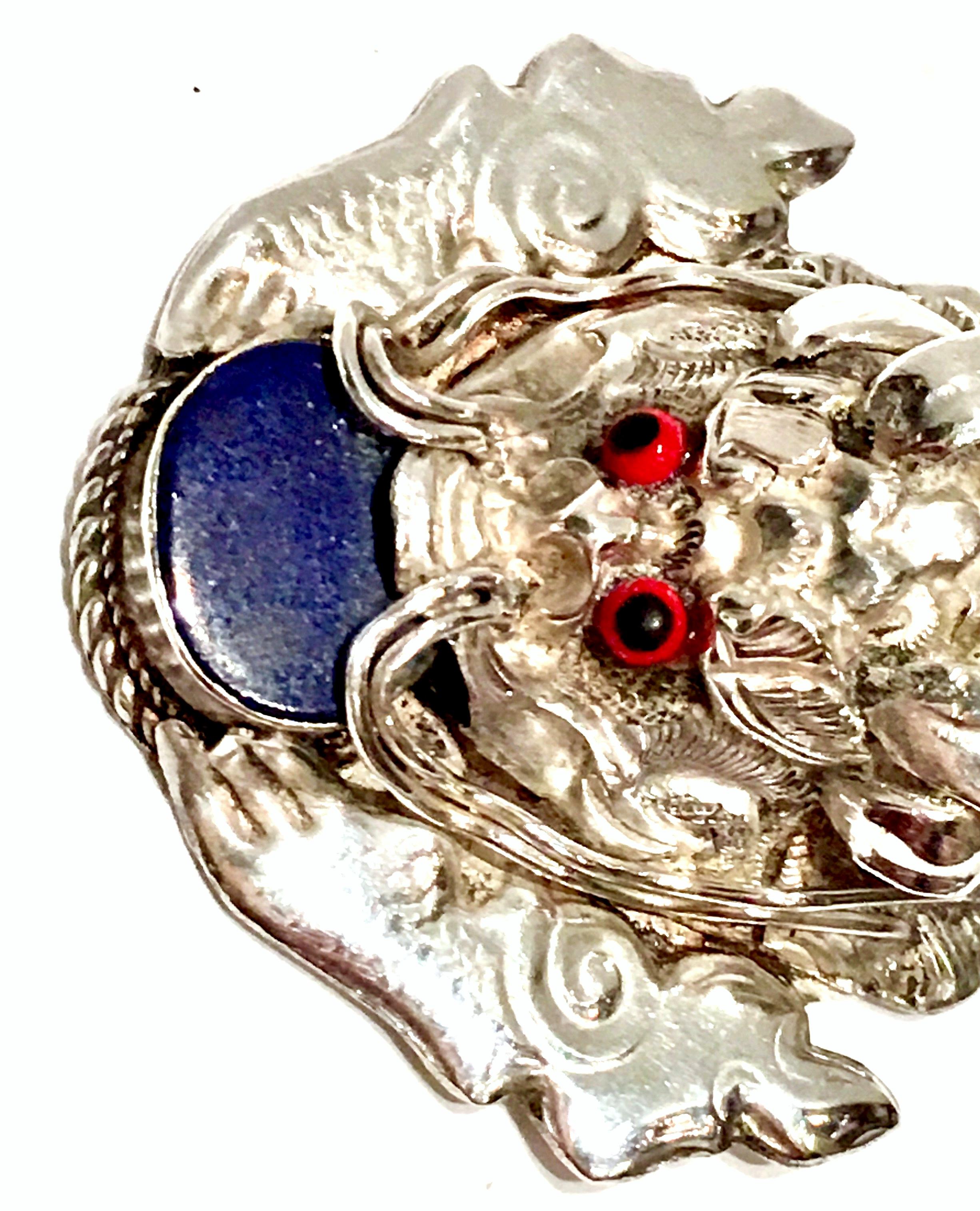 Vintage Nepalese Sterling & Lapis Lazuli Pendant Charm In Good Condition For Sale In West Palm Beach, FL
