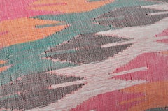 Vintage Nepali Orange White Pink Red Green Dhaka with Irish Linen Cushion Pillow