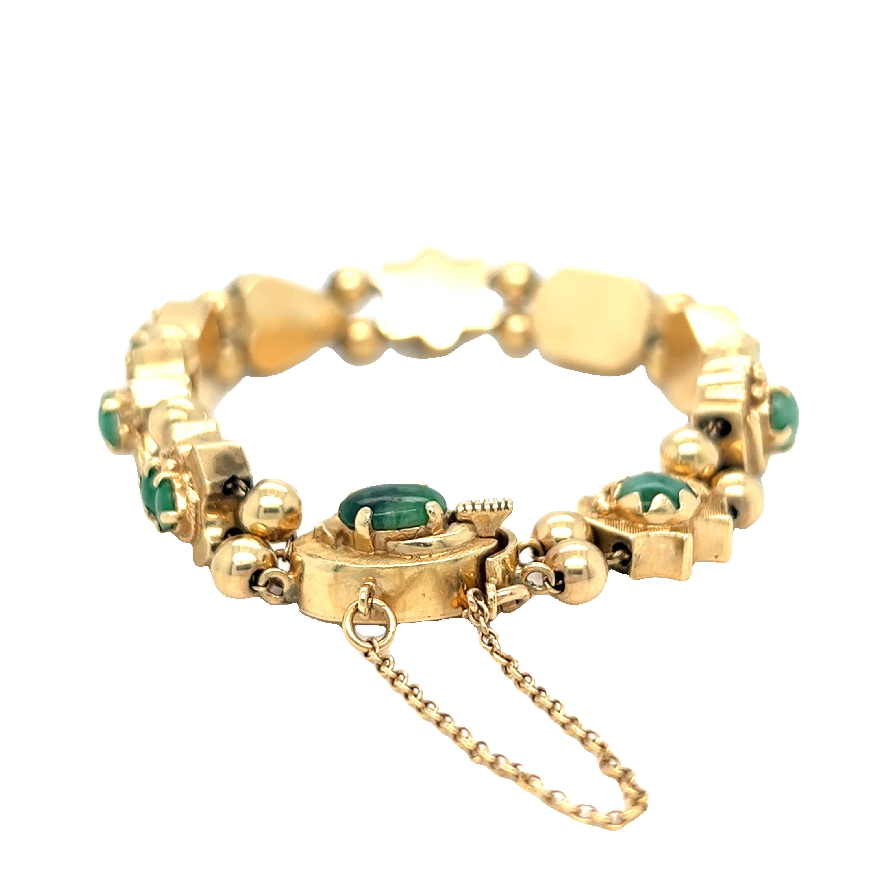 Bracelet vintage en jade néphrite et or jaune 14 carats Unisexe en vente