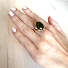 Vintage Nephrite Jade Ring 14K Rose Gold