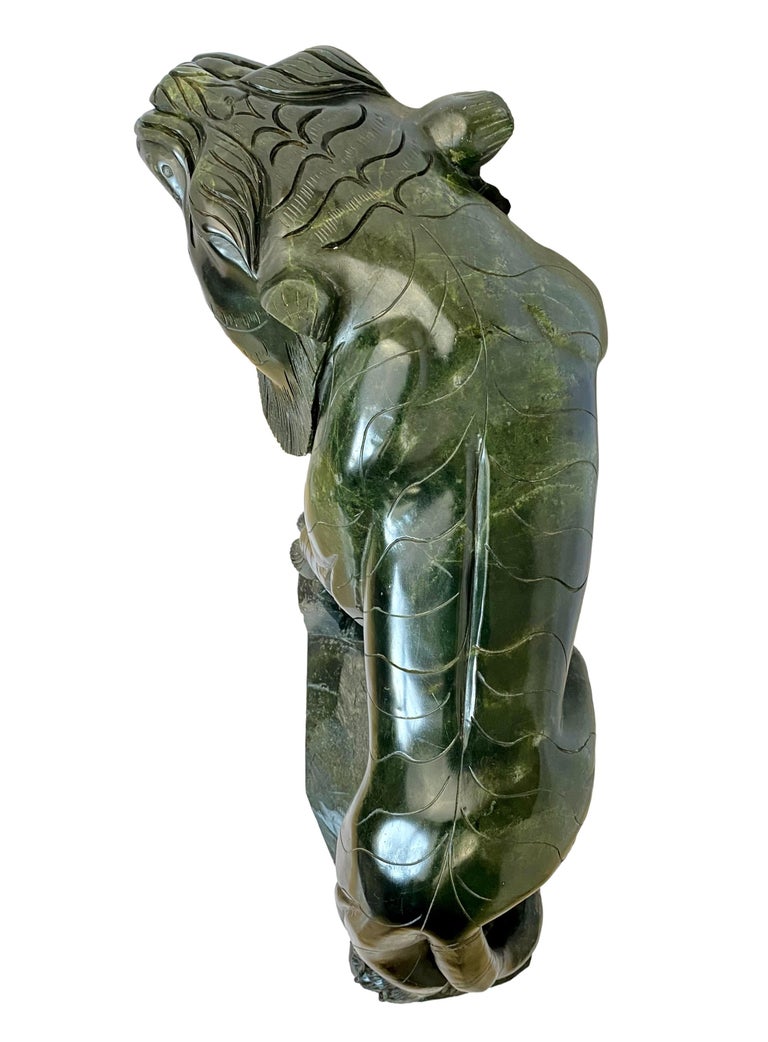 Late 20th Century Chinese Nephrite Jade Tiger Sculpture For Sale