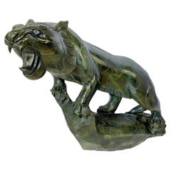 Vintage Nephrite Jade Tiger Sculpture