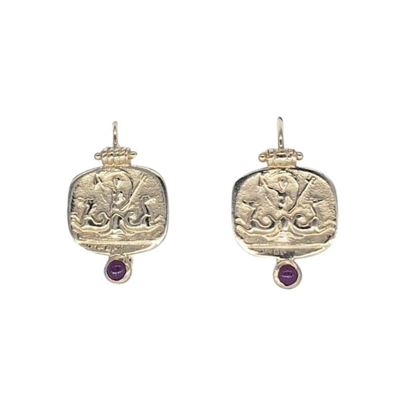 Boucles d'oreilles en goutte vintage en rubis et pierres précieuses Neptune, Italie en vente
