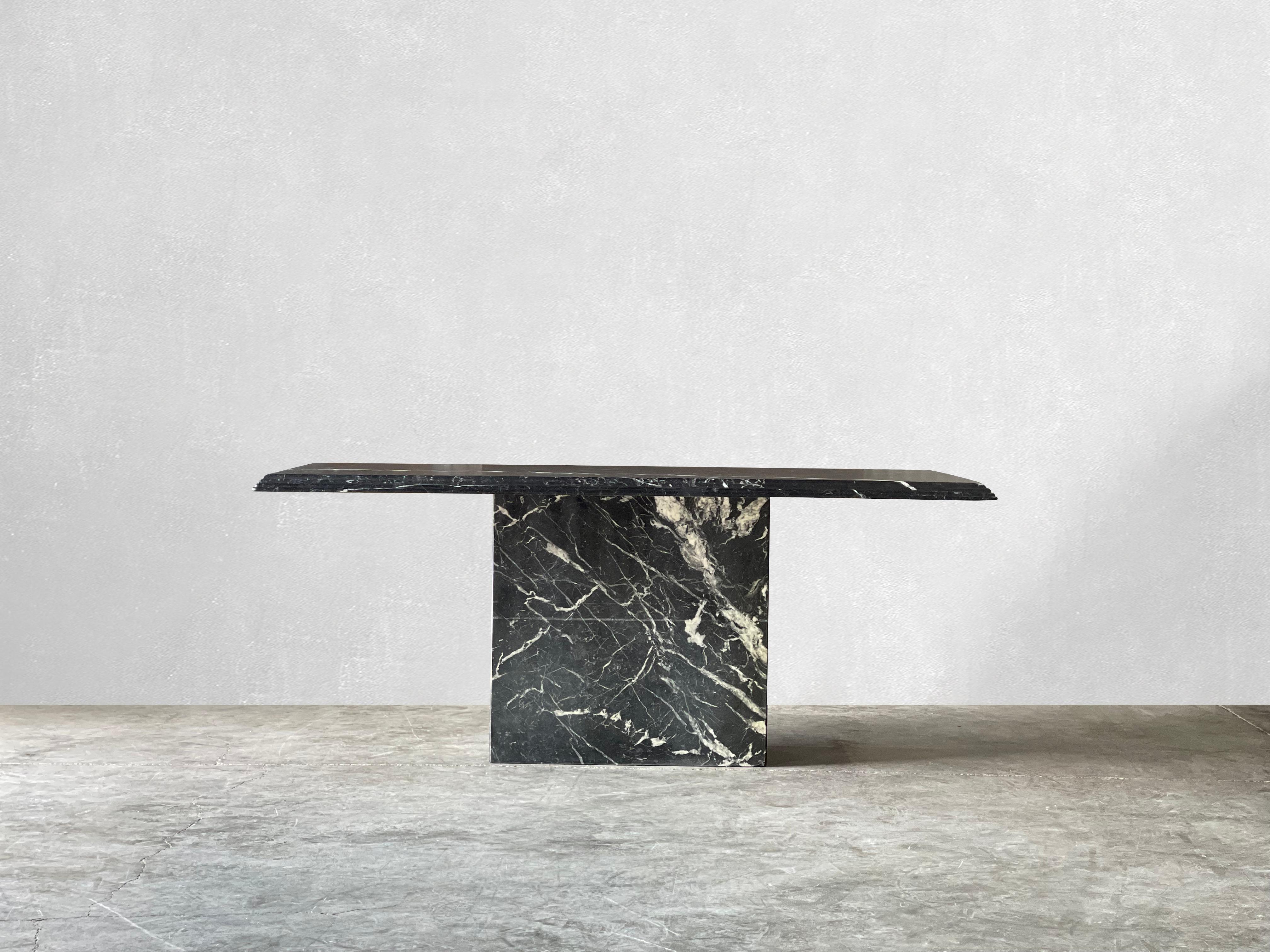 Vintage Nero Marquina Marble Dining Table For Sale at 1stDibs