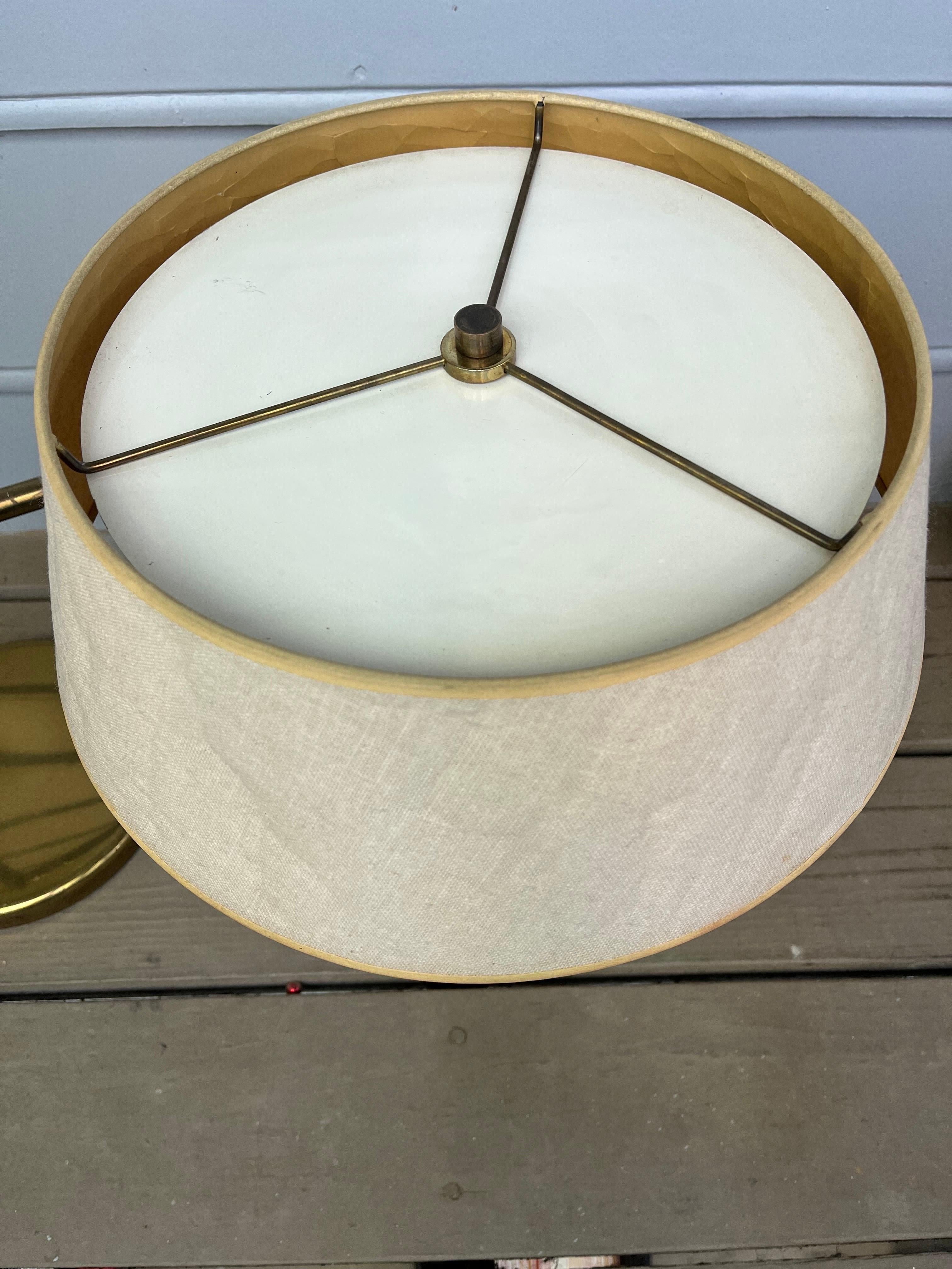 Vintage Nessen Brass Task Desk Table Lamp Original Metal Diffuser Shade Finial For Sale 2