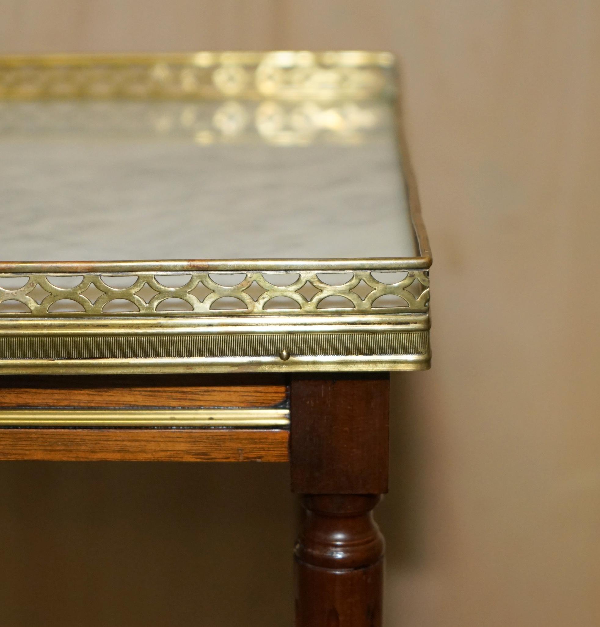 Brass ViNTAGE NEST OF FRENCH EMPIRE HARDWORD ITALIAN CARRARA MARBLE & BRASS TABLES For Sale