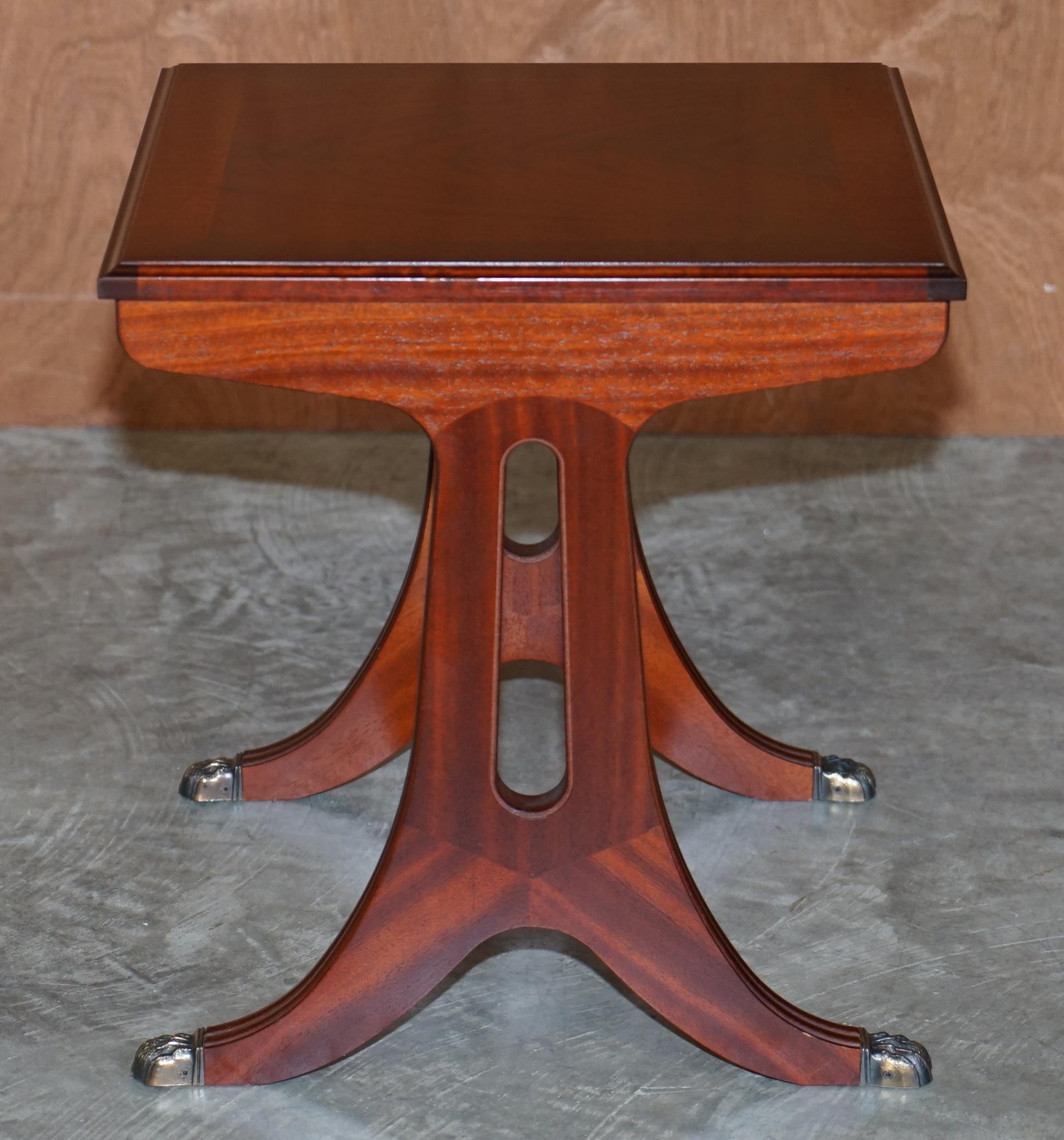 Vintage Nest of Lions Hairy Paw Feet Flamed Mahogany Side End Lamp Wine Tables For Sale 10