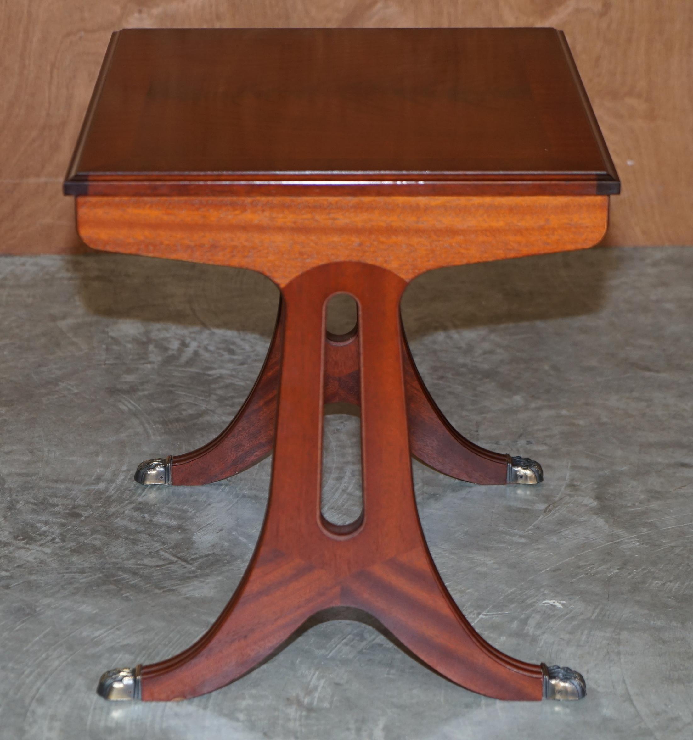Vintage Nest of Lions Hairy Paw Feet Flamed Mahogany Side End Lamp Wine Tables For Sale 3