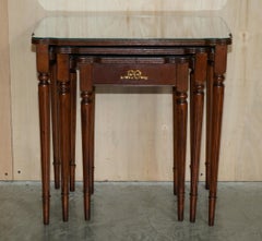 Vintage Nest of Three French Empire Flamed Hardwood Side End Lamp Wine Tables