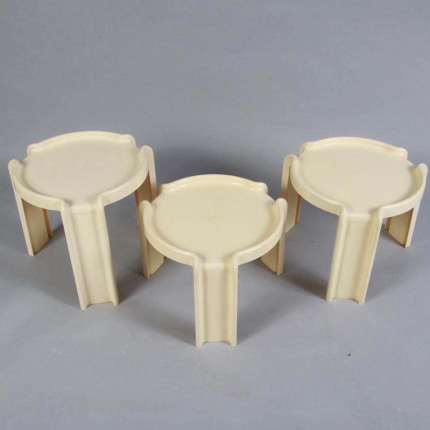 Great survivor from the 70s. Kartell made some pretty creative things, including this set of nesting tables in a cream molded plastic.