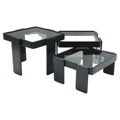 Vintage Nesting Tables in Black by Gianfranco Frattini for Cassina Italy